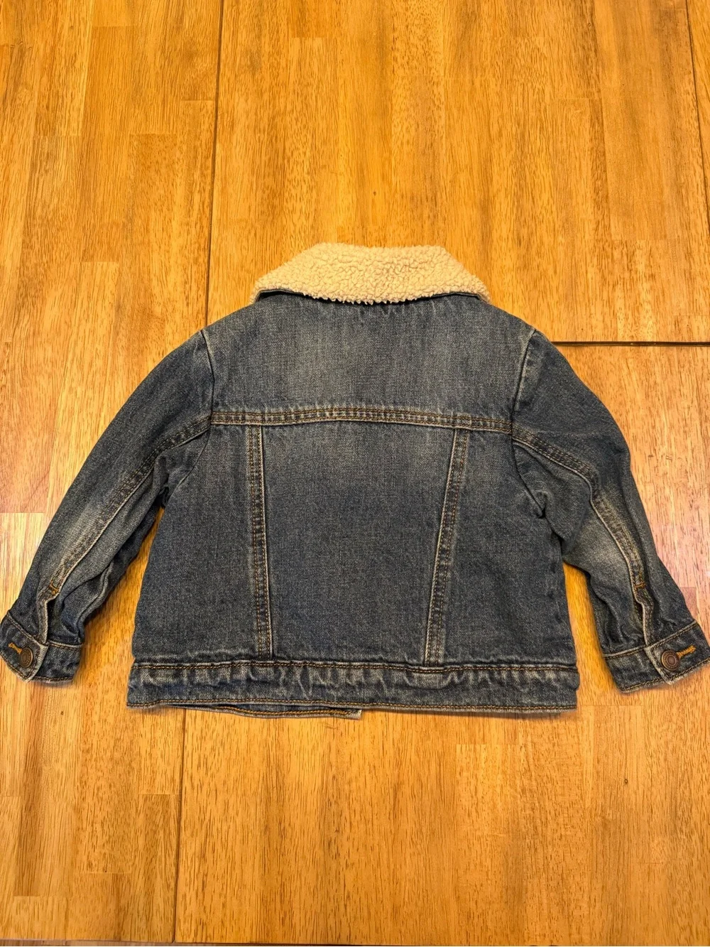 Old Navy Kids Dark Blue Denim Jacket with Cream Sherpa Collar